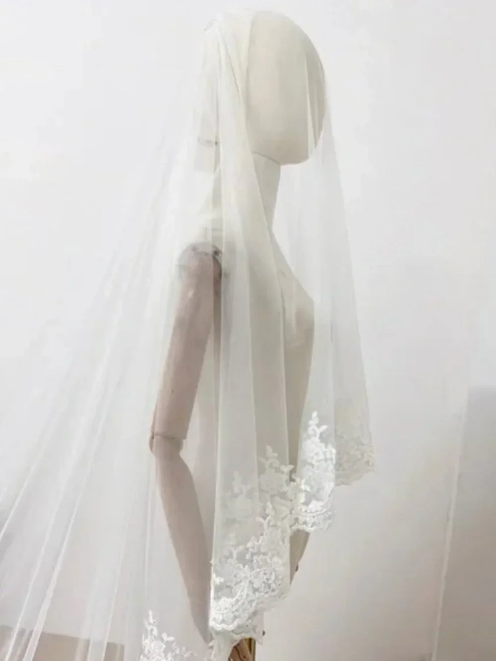 Cathedral Wedding Veil Floral Drop Lace